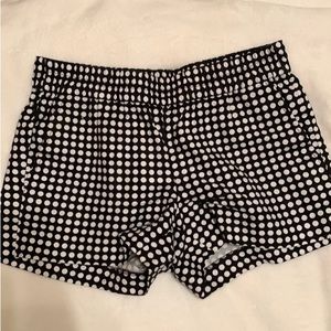 J. Crew Elastic Polka Dot BLK Shorts SZ 00